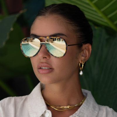 Shay Aviator Sunglasses (Tortoise/Gold Mirror)