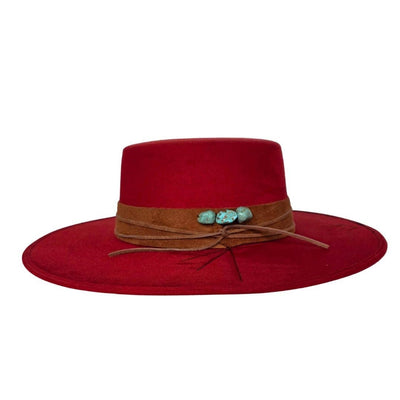 Tasha Boater Crown Hat- Red