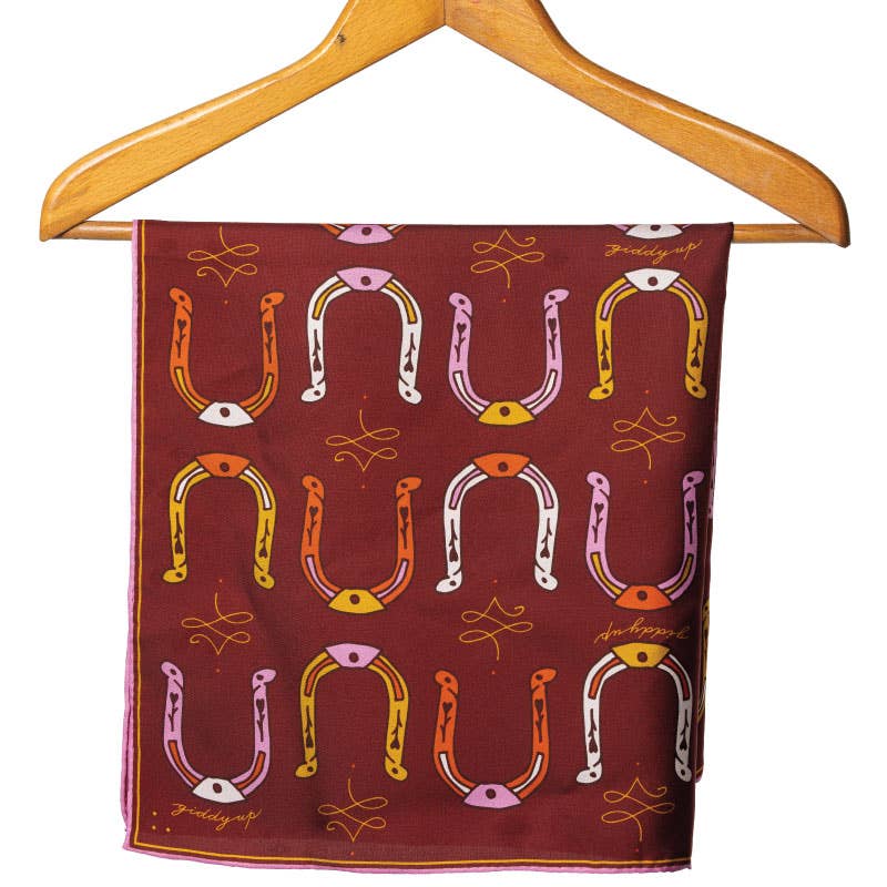 “Giddy Up” Hand-Illustrated Silk Scarf – 100% Luxury Silk