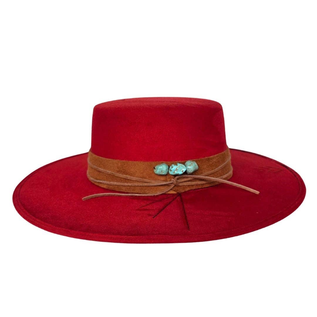 Tasha Boater Crown Hat- Red