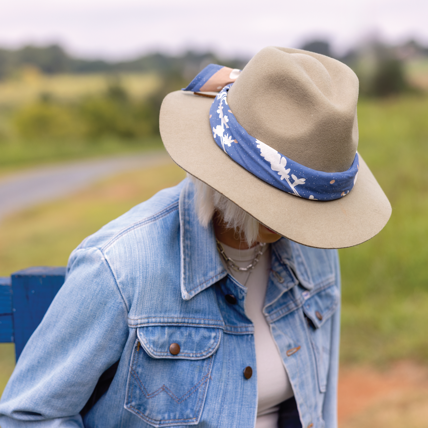 Luxury Cotton Voile Bandana – “Kickin Up Dust” - deep end