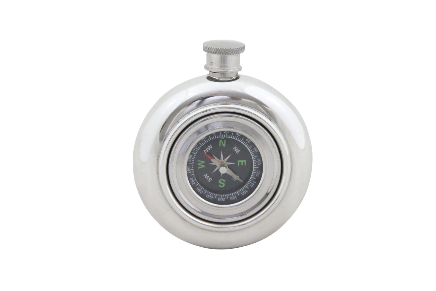 Working Compass Flask English Pewter