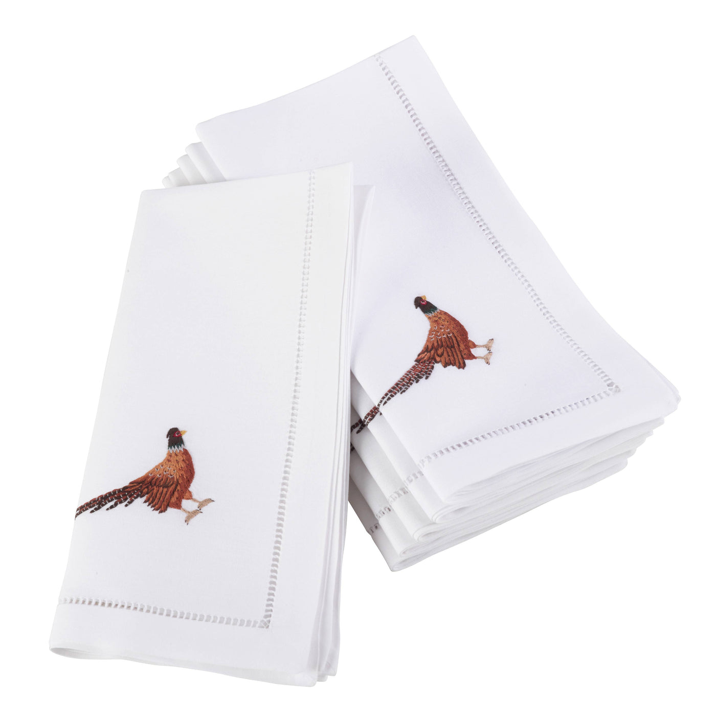Embr'd Pheasant Hemstitch Napkin
