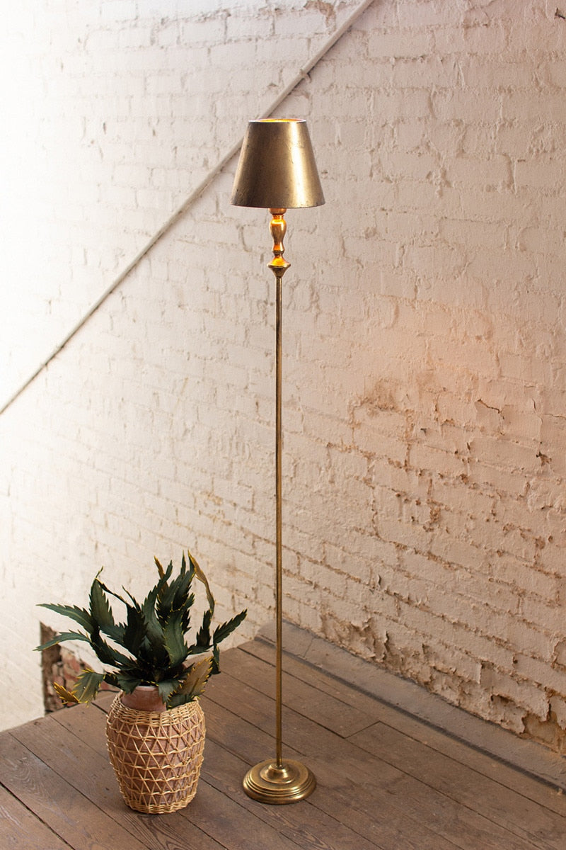 Antique Gold Floor Lamp w/ Metal Shade