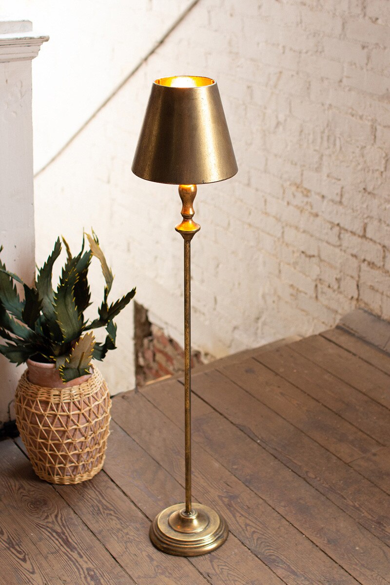 Antique Gold Table Lamp w/ Metal Shade