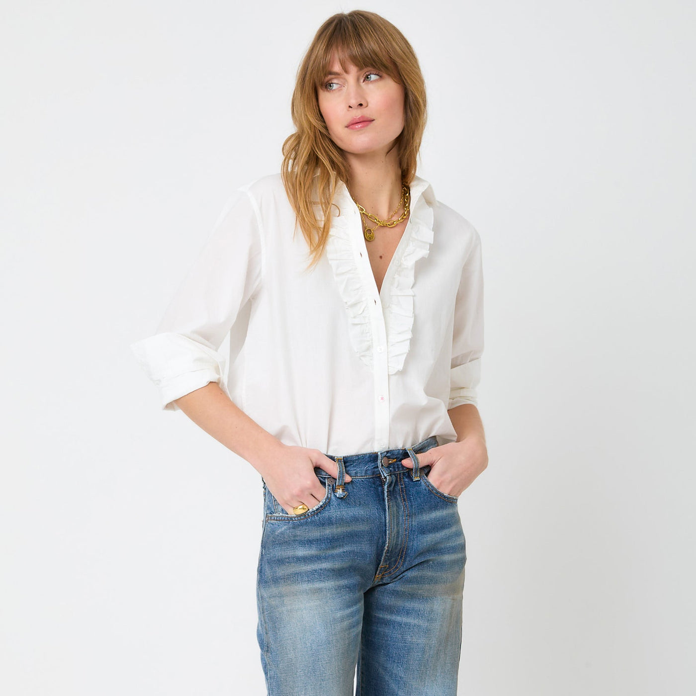 Mia Ruffle Front Shirt - Kerri Rosenthal