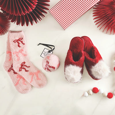 Cozy Socks in Ornament -  Blush + Bows