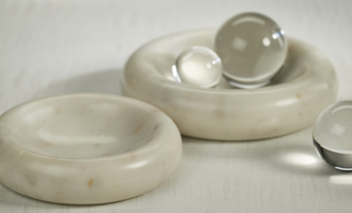 Curved Round Marble Bowl