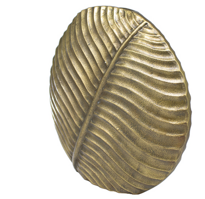 Large Antique Brass Palm Textured Vase