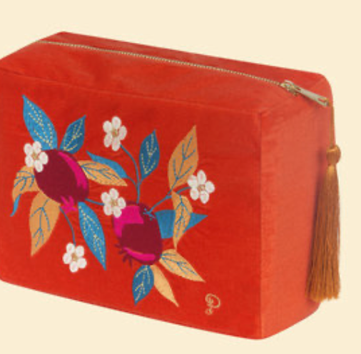 Velvet Vanity Bag-Pomegranate in Tangerine