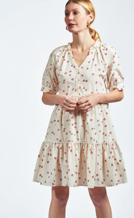 THE SHORT SLEEVE CANDICE RED FLORAL DRESS