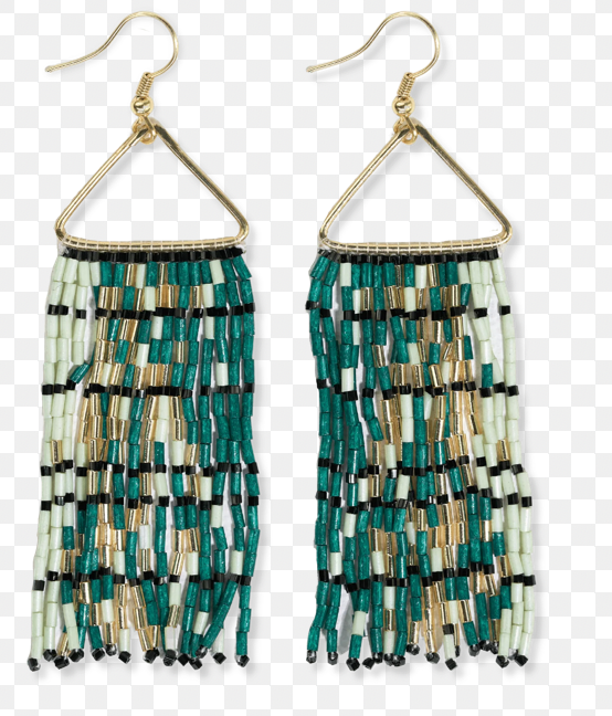 Patricia Mixed Luxe Bead Emerald Fringe Earrings