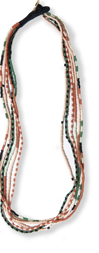 QUINN Stripe/Color Block Beaded Necklace in Desert