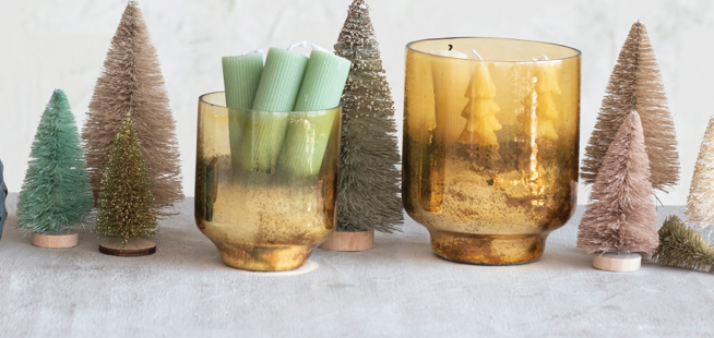 Mercury Glass Tealight/Distressed Gold Ombre