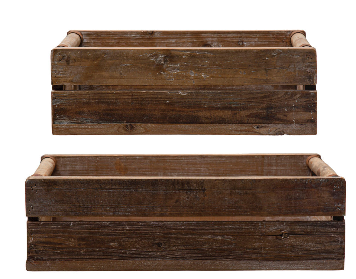 S/2 Reclaimed Wood Crates