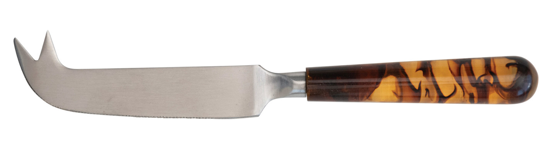 Stainless Steel Cheese Knife w/ Resin Handle, Tortoise Shell Finish