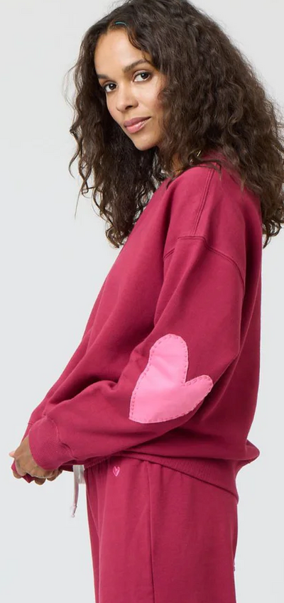 Boyfriend Sweatshirt Imperfect Heart in Burgundy - Kerri Rosenthal