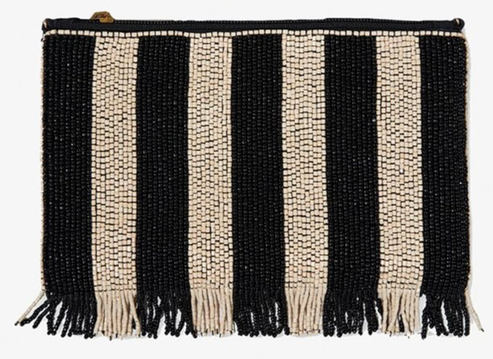 MARGARET Black/Ivory Beached Clutch