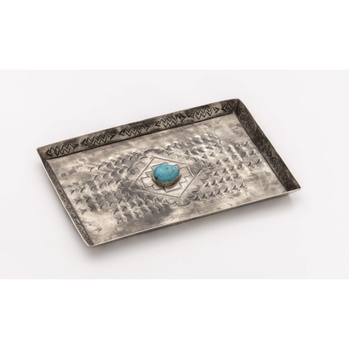 Medium Stamped Tray with Turquoise