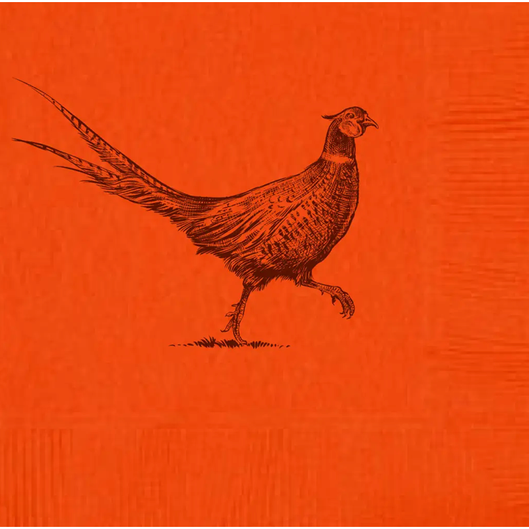 Pheasant Strut Orange Beverage Napkins