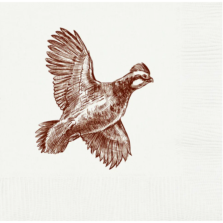 Quail White Beverage Napkins