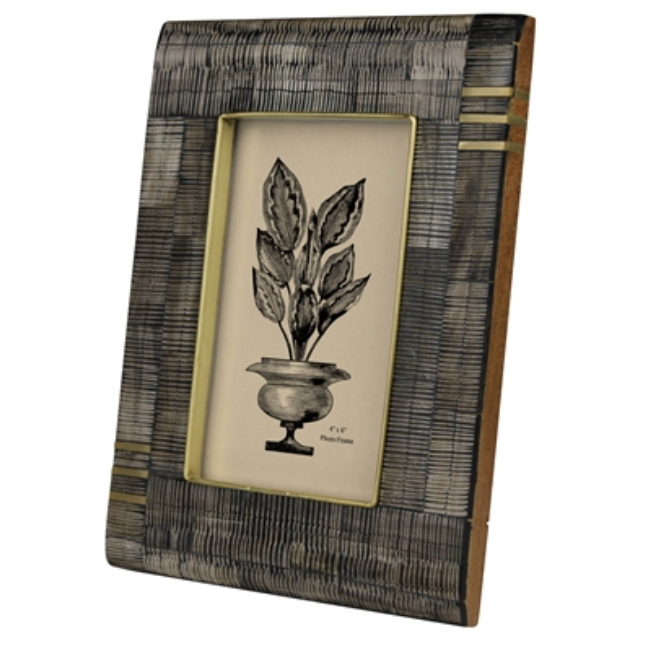 ACACIA, CHISELED HORN & BRASS FRAME-4X6