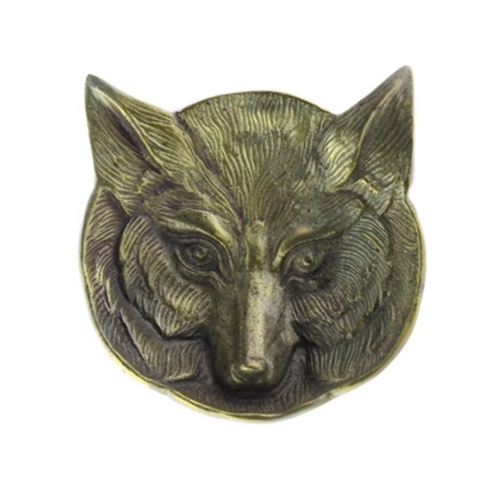 FOX CAST METAL DISH-ANTIQUE BRASS