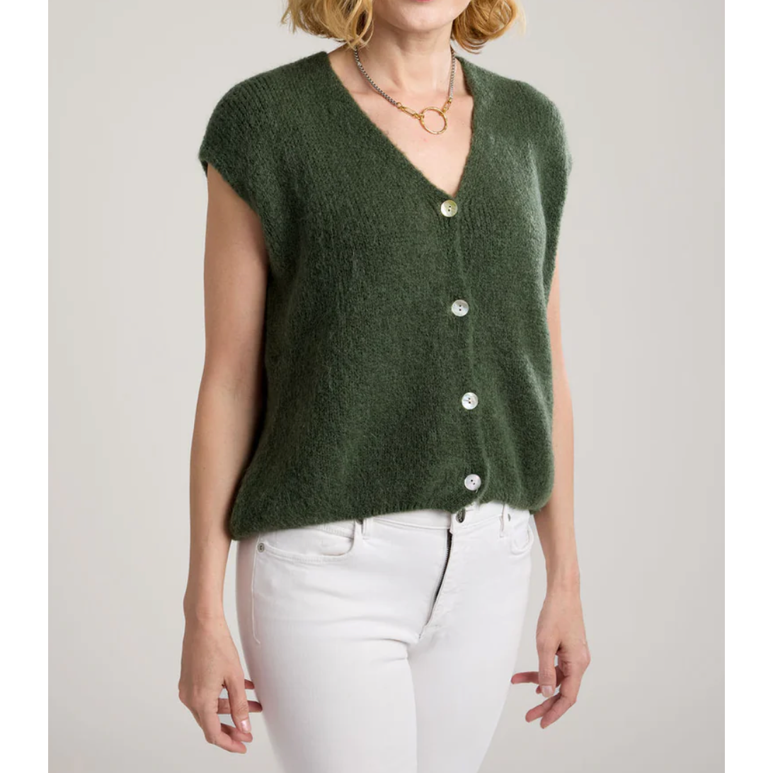 ALESSIA BUTTON UP VEST-EMARALD GREEN