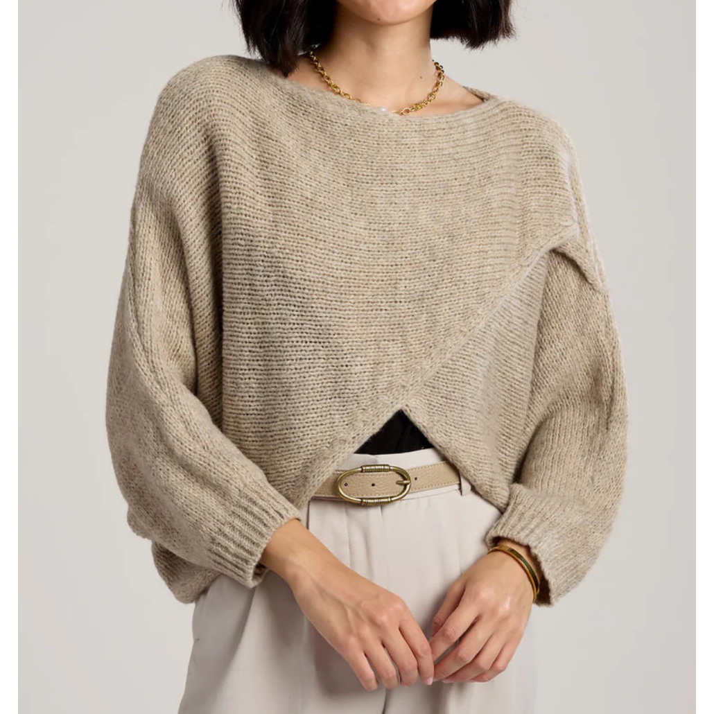 ALESSANDRA KNIT CRISS CROSS WRAP-BEIGE