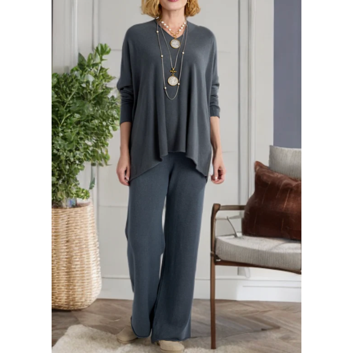 CLEO KNIT PANTS-DARK GREY