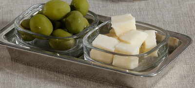 St. Moritz Pewter and Glass Double Condiment Set