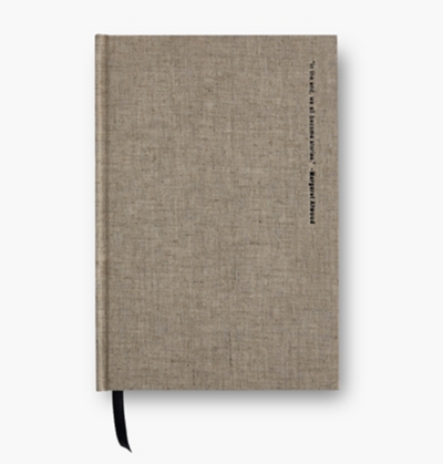 WE ALL BECOME STORIES TAUPE LINEN NOTEBOOK