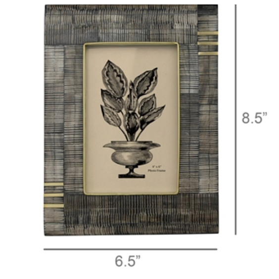 ACACIA, CHISELED HORN & BRASS FRAME-4X6