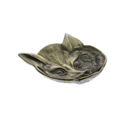 FOX CAST METAL DISH-ANTIQUE BRASS