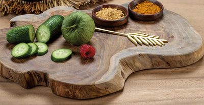 Bali Teak Root Serving Board with Condiment Bowls