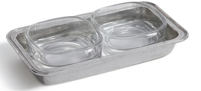 St. Moritz Pewter and Glass Double Condiment Set