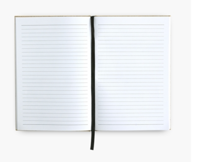 WE ALL BECOME STORIES TAUPE LINEN NOTEBOOK