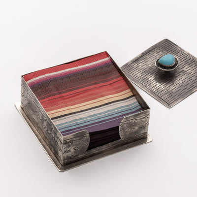 J. Alexander - Cocktail Napkin Holder with Top & Turquoise Stone