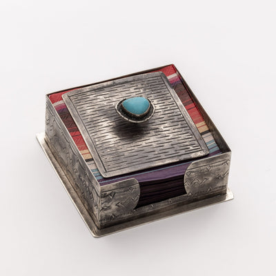J. Alexander - Cocktail Napkin Holder with Top & Turquoise Stone