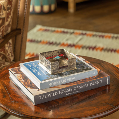 J. Alexander - Cocktail Napkin Holder with Top & Turquoise Stone
