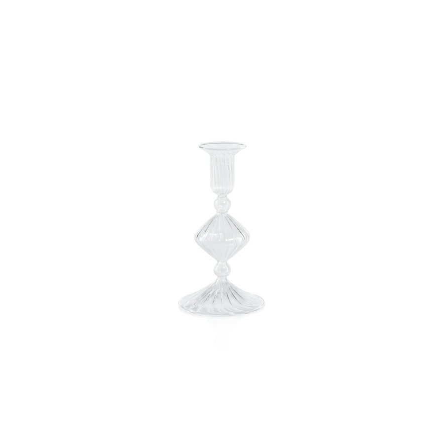 Candeliere Glass Taper Holder - Clear - 7 in