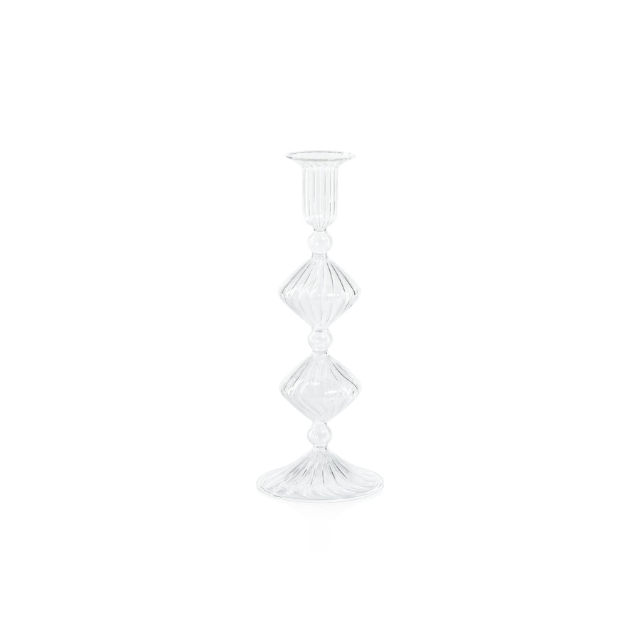 Candeliere Glass Taper Holder - Clear - 10 in