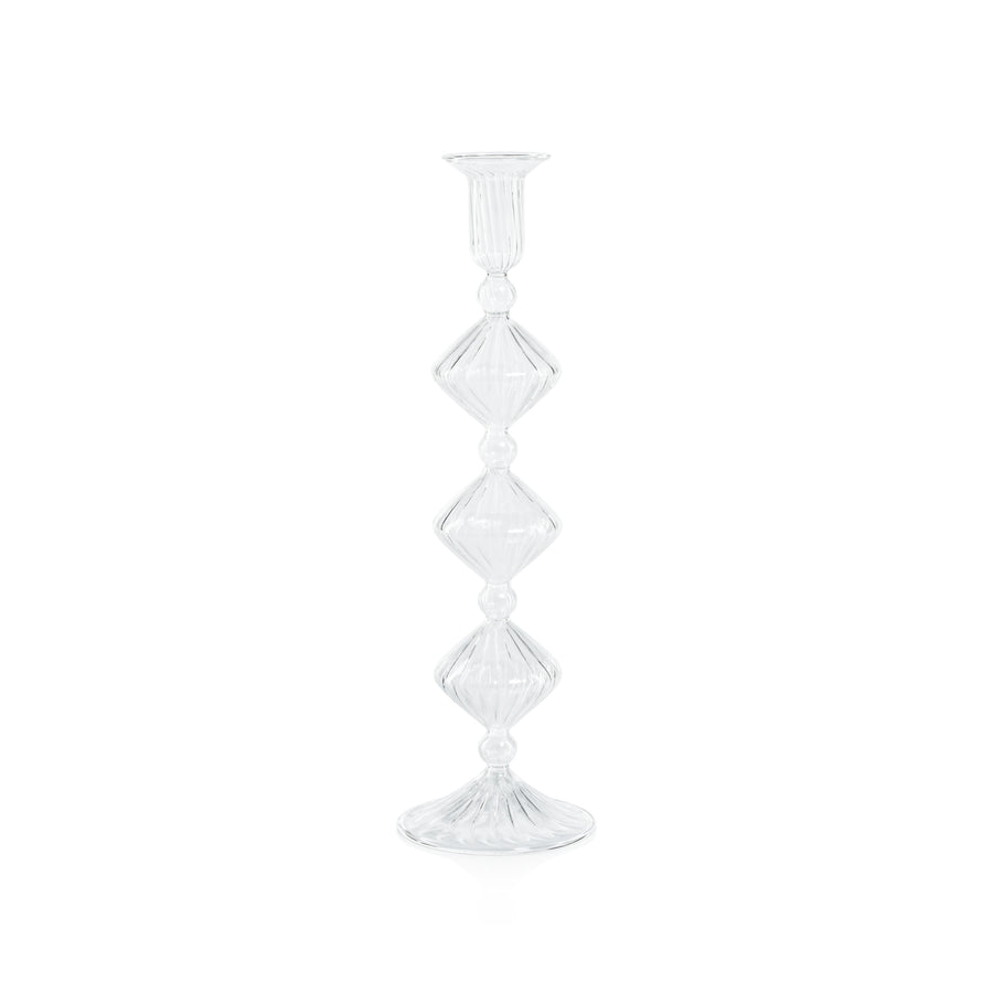 Candeliere Glass Taper Holder - Clear - 13 in