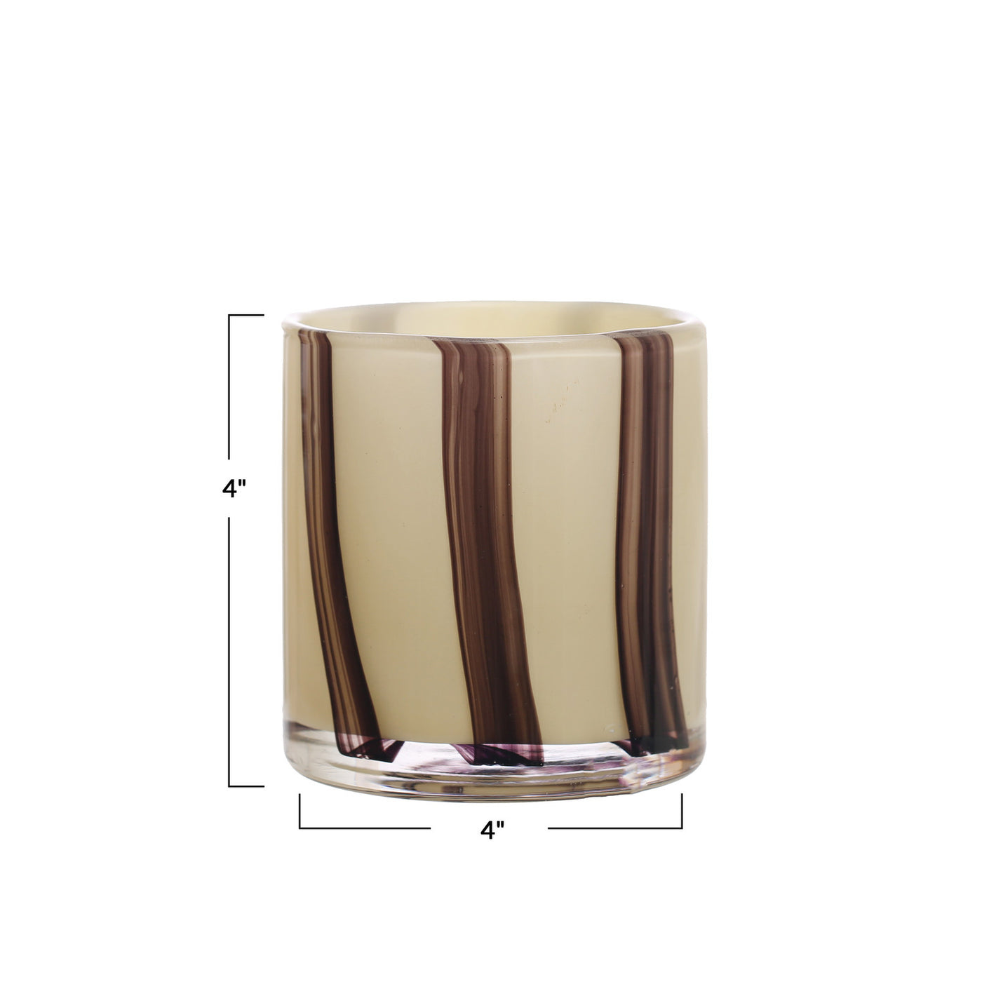 4" x 4" Glass Candle Holder/Vase with Stripes