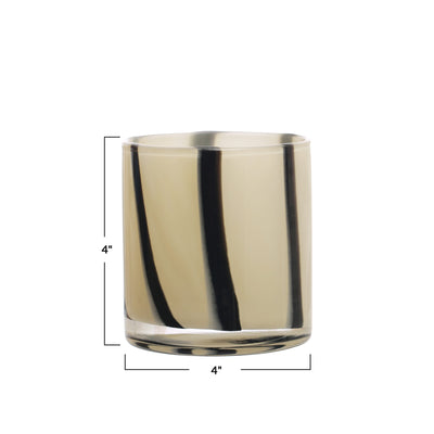 4" x 4" Glass Candle Holder/Vase with Stripes