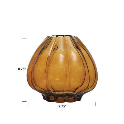 Fluted Glass Vase - Brown