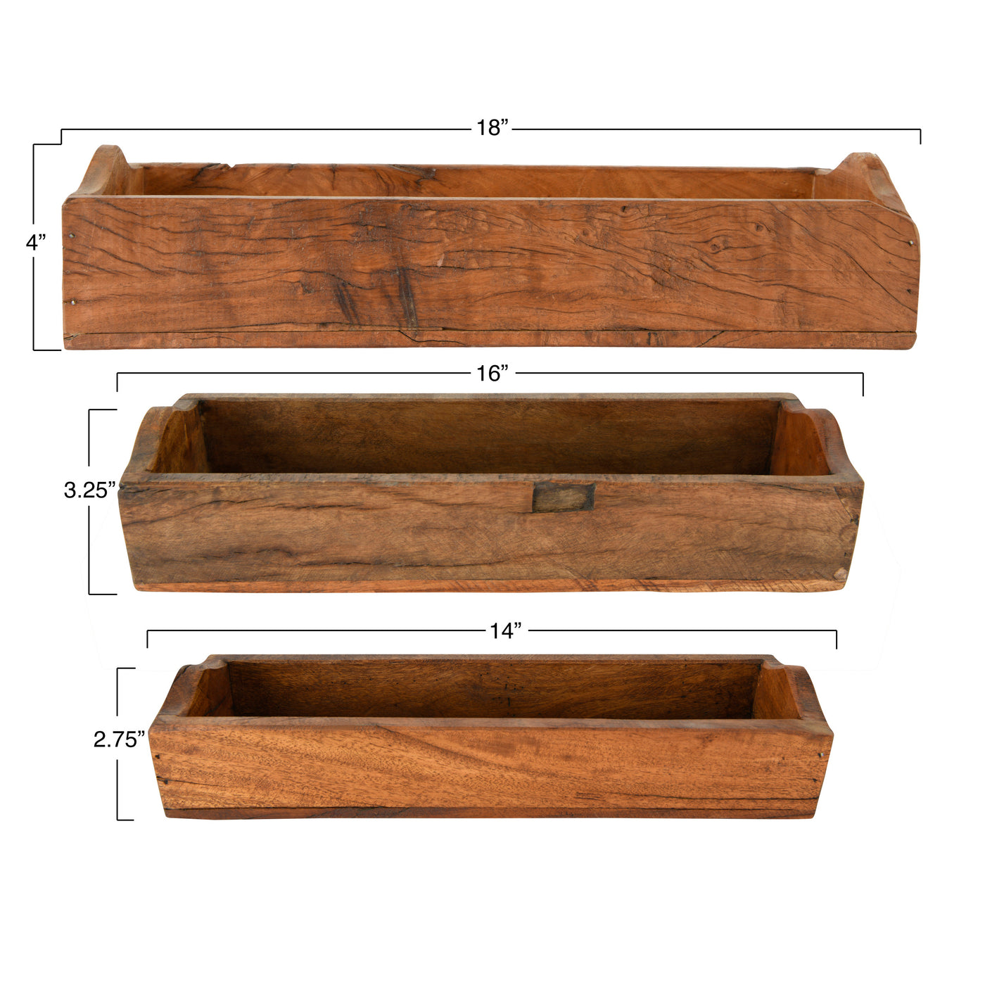 Wood Boxes, Set of 3