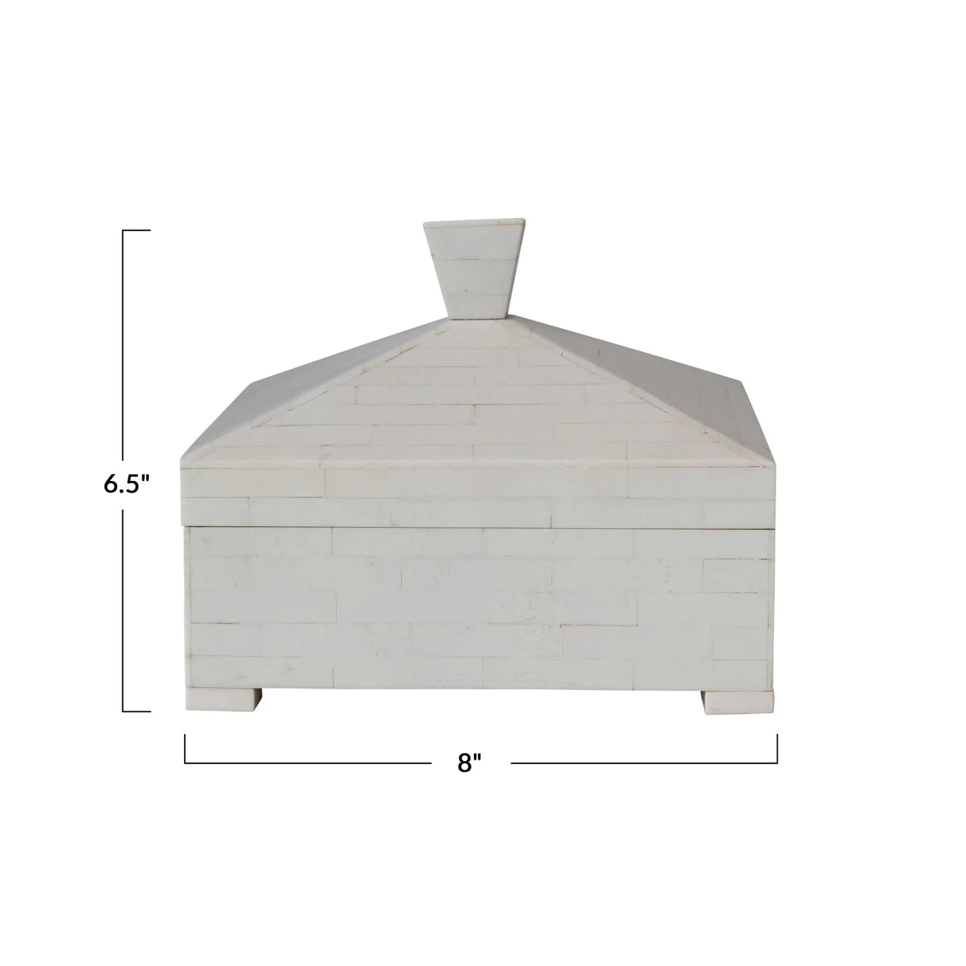 Resin Box w/ Pyramid Shaped Lid & Knob, Ivory Color