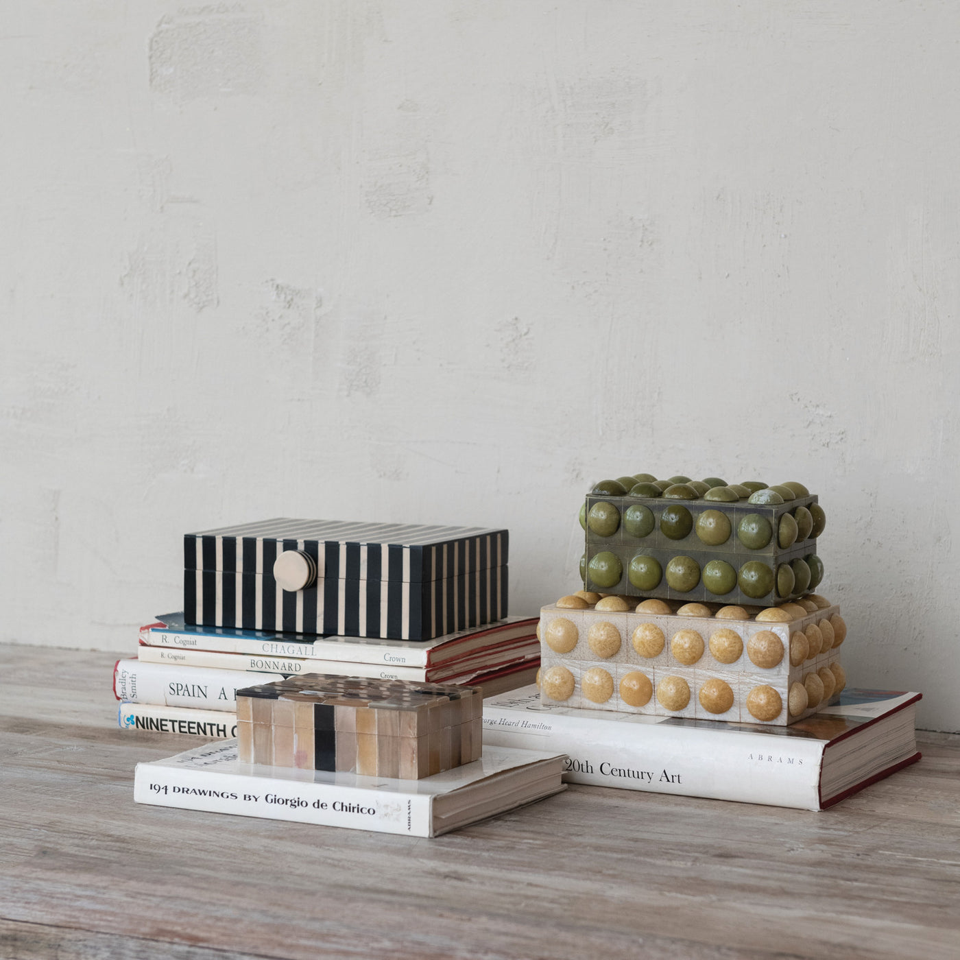 Handmade Marbled Resin Bobbin Box, Green