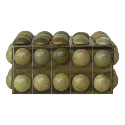 Handmade Marbled Resin Bobbin Box, Green